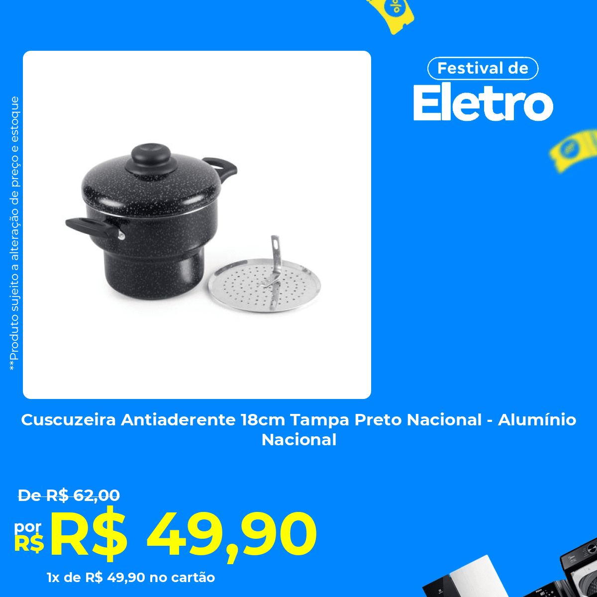 Cuscuzeira Antiaderente 18cm com Tampa - Alumínio Nacional