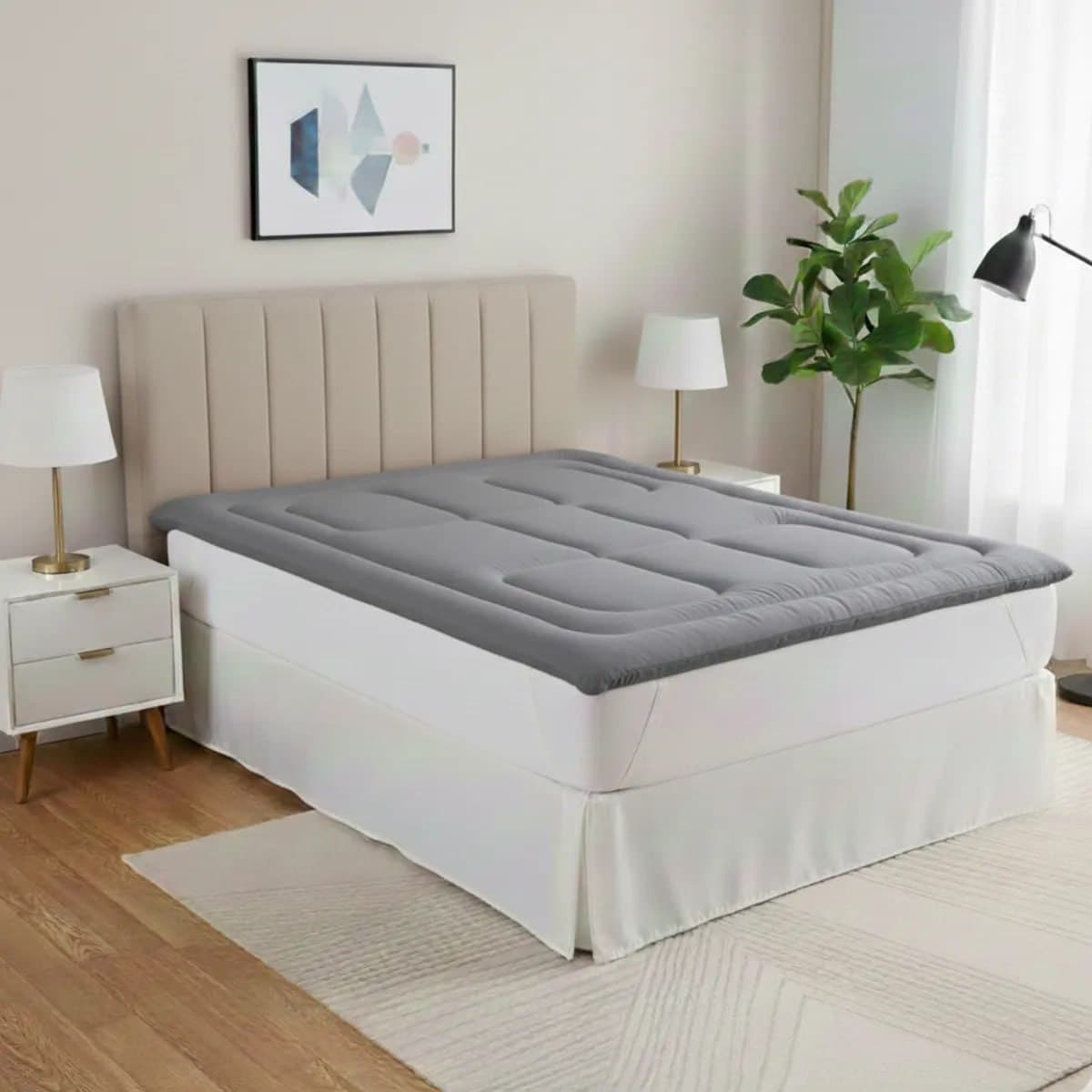 Pillow Top Protetor Colchão Cama Casal 400 Fios Toque Macio