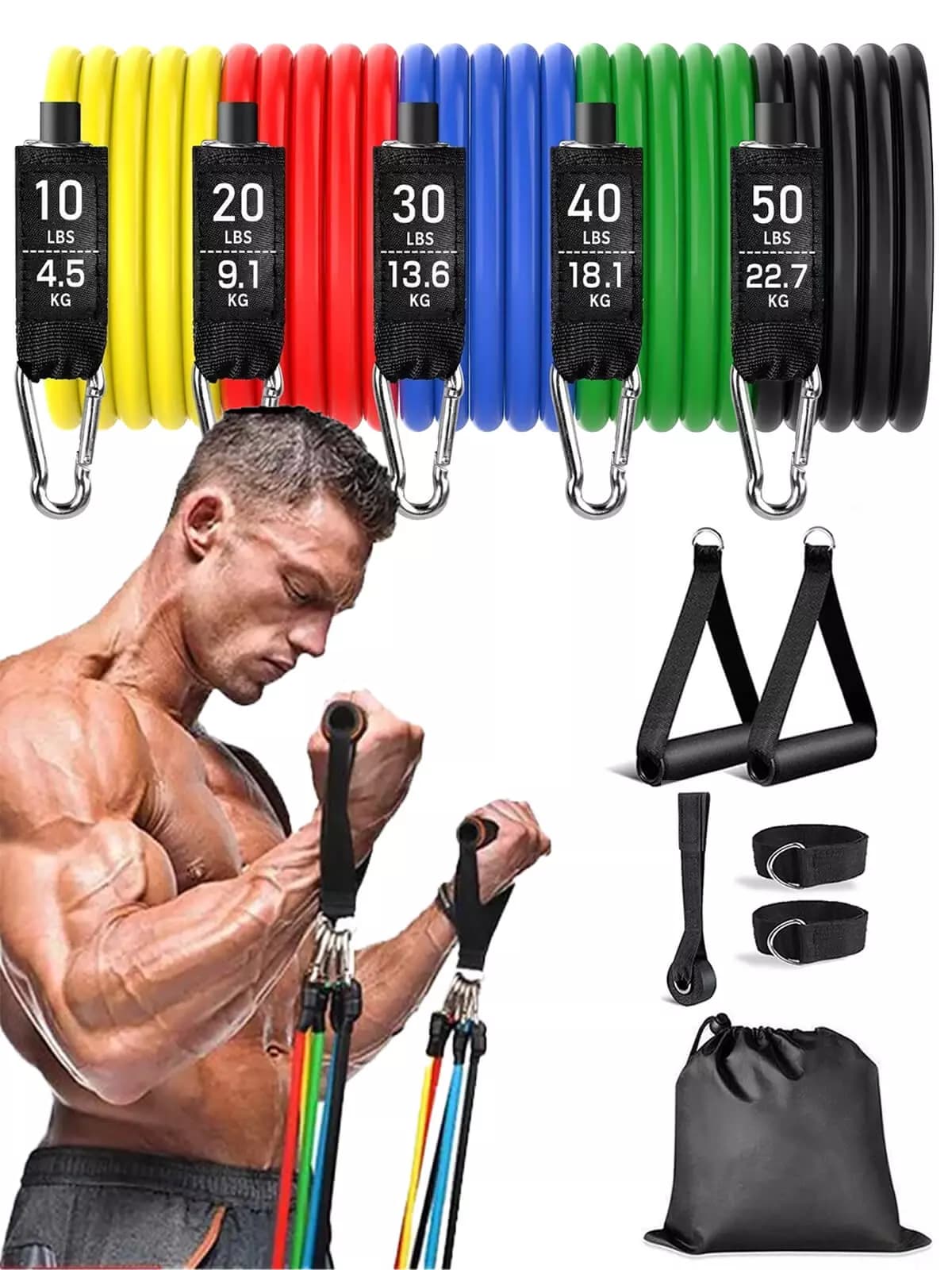Kit Elasticos Extensores Treino Funcional Academia Em Casa Ginastica Musculação Fitness Exercícios Músculos
